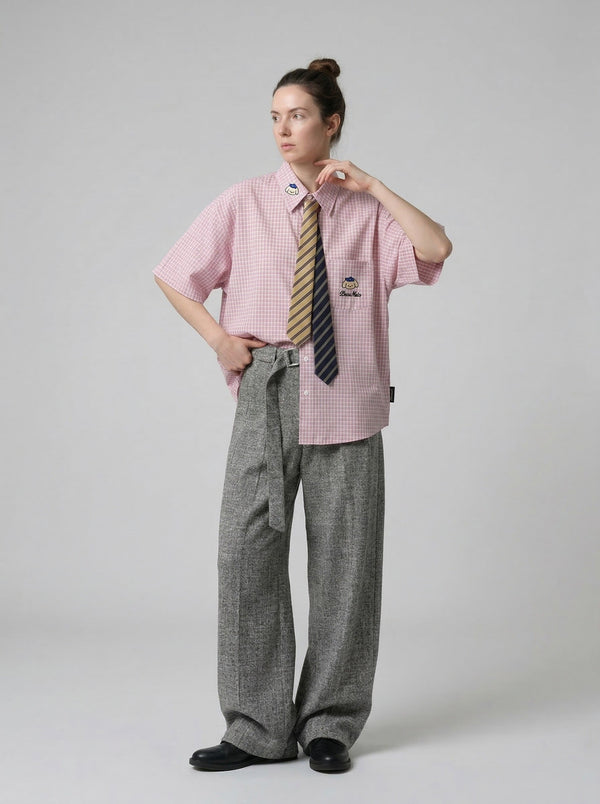Sleeve Short Plaid Vibes Chill Shirt alternatif görünüm