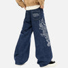 Dark Blue Relaxed Dragon Stitched Denim