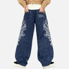 Dark Blue Relaxed Dragon Stitched Denim