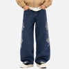 Dark Blue Relaxed Dragon Stitched Denim