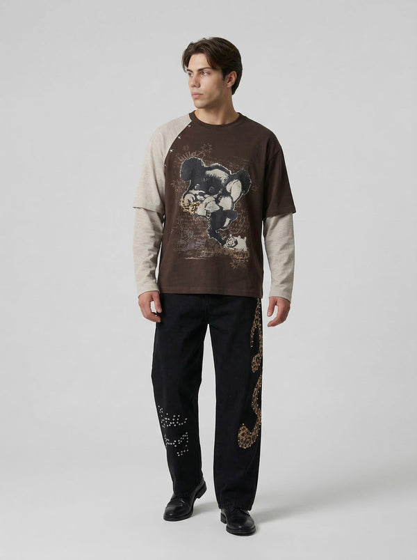 Lived-In Forest-Cub Illustrated Long Sleeve T-Shirt