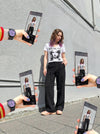 Rough-Edge Visual V-Neck T-Shirt