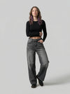 Faded High-Waisted Bell-Leg Denim