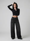 Faded Bell-Leg Denim Trousers