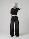 Faded Bell-Leg Denim Trousers