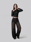 Faded Bell-Leg Denim Trousers