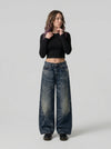 Faded Bell-Leg Denim — Relaxed Trousers