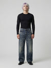 Faded Bell-Leg Denim — Relaxed Trousers