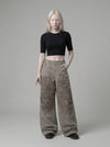 Distressed Wide-Leg Trousers