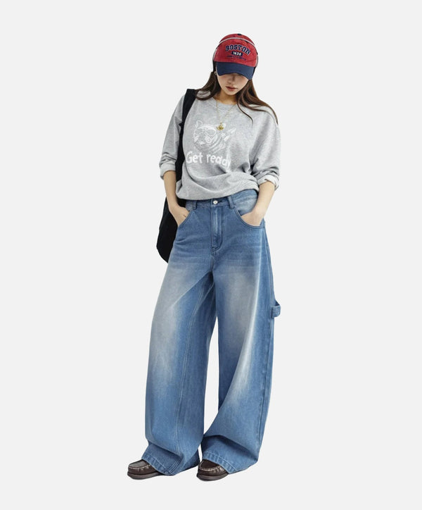 Faded Blue Bell-Leg Denim alternatif görünüm