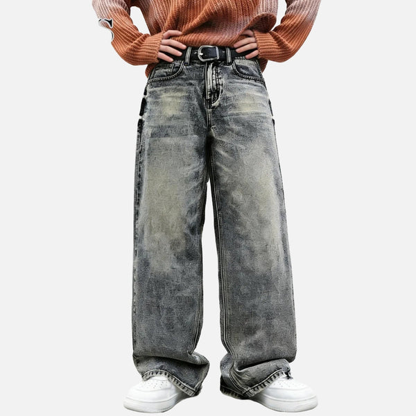 Faded Grey Bell Leg Denim alternatif görünüm