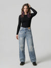 Faded High-Waisted Bell-Leg Denim