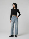 Faded Light Blue Bell-Leg Denim
