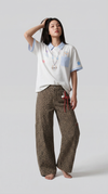 Gingham Contrast Artwork Placket-Neck Shirt