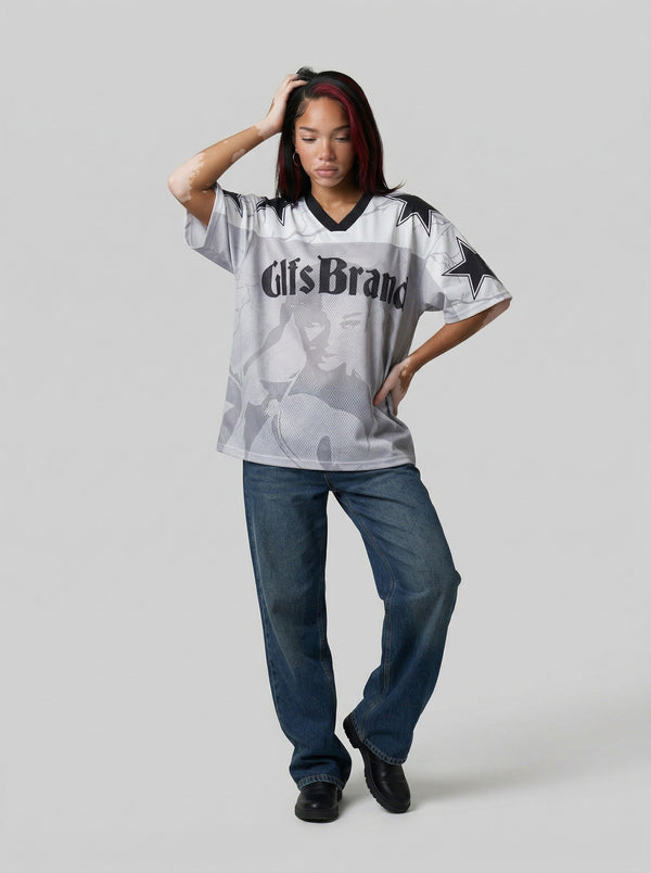 Glfs Brand Rough-Edge V-Neck Tee alternatif görünüm