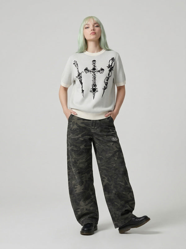 Dark Skull Graphic Crewneck Top