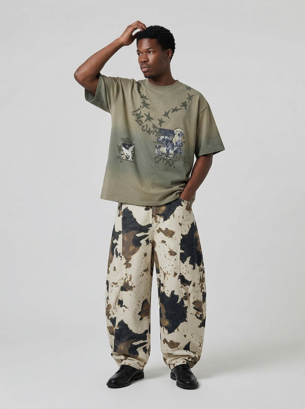 Gradient Oversized Puppy Visual T-Shirt alternatif görünüm