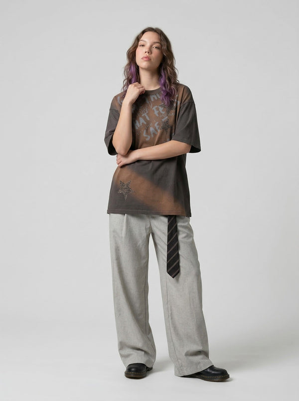 Leopard Five-Point Print Relaxed Fit T-Shirt alternatif görünüm
