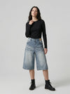 Ice Wash Wide Culotte Shorts