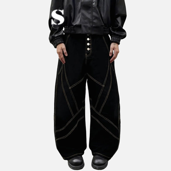 Classic Black Relaxed Wide Denim alternatif görünüm