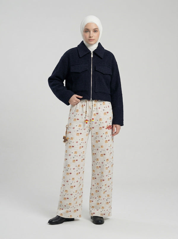 Cartoon Print Wide-Leg alternatif görünüm