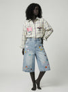 Stitch Pop Denim Culotte Shorts