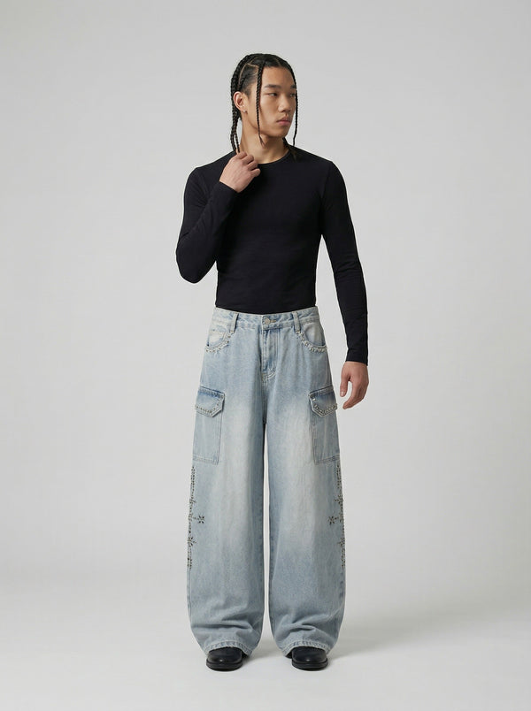 Classic High-Waisted Bell-Leg Denim alternatif görünüm