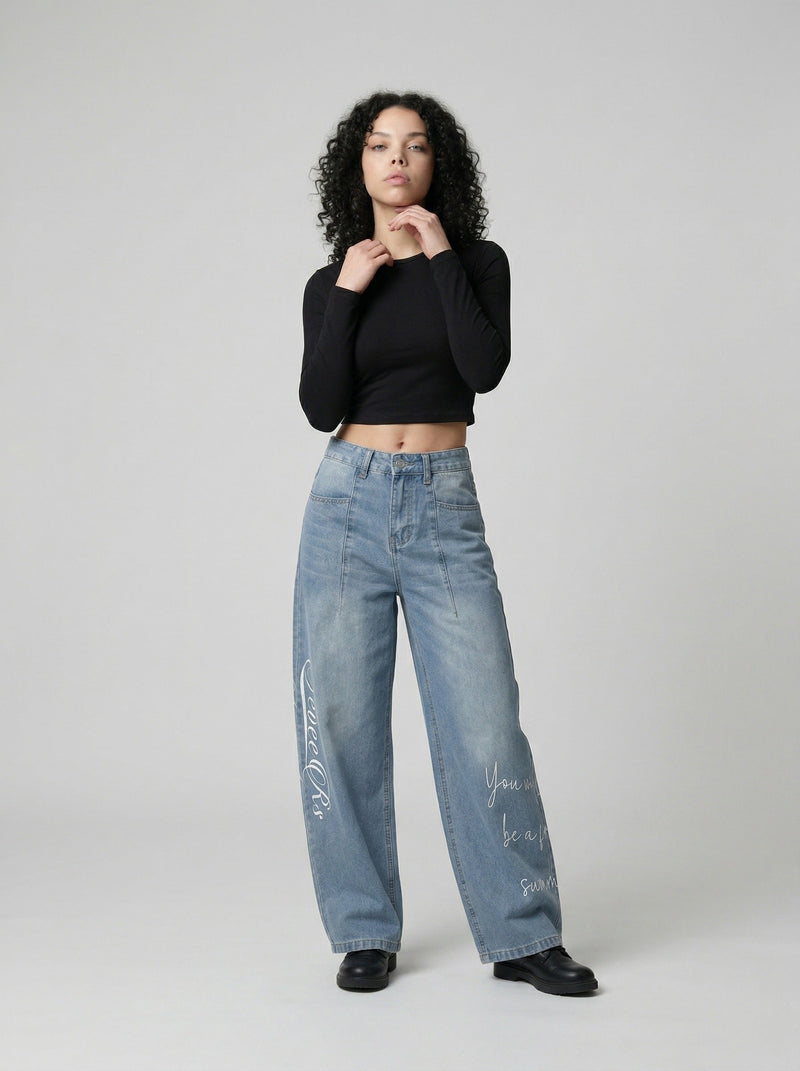 Sevee Rs Graphic Bell-Leg Denim