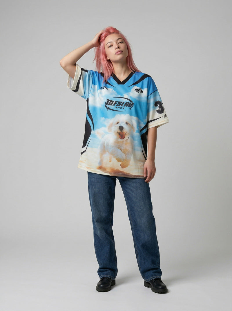 Sky Blue Pup-Print Visual Tee