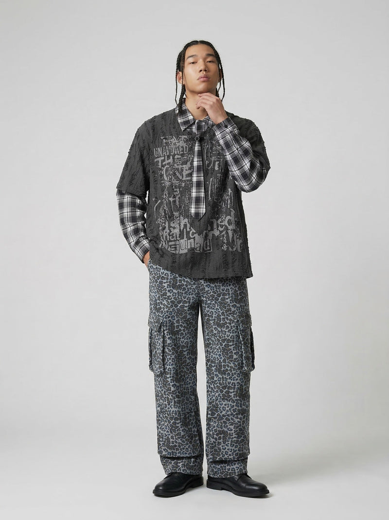 Raw-Edge Illustrated Full-Sleeve Shirt