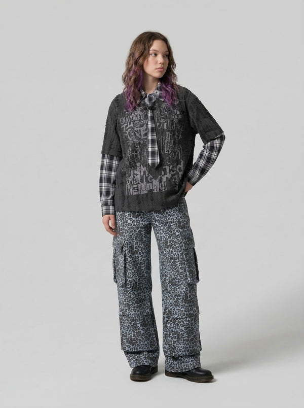 Raw-Edge Illustrated Full-Sleeve Shirt alternatif görünüm