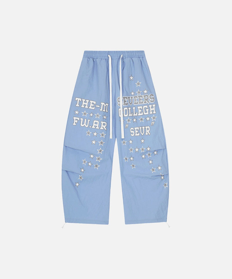 DAXUEN Wide-leg pants with star graphics and text