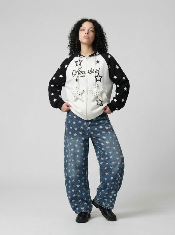 Star-Studded Colorblock Sweatshirt