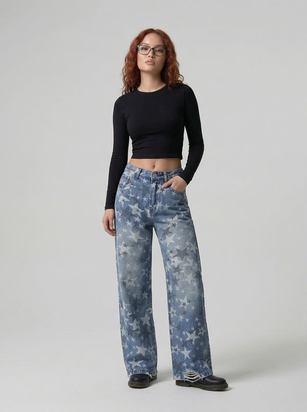 Stellar-Studded Bell-Leg Denim