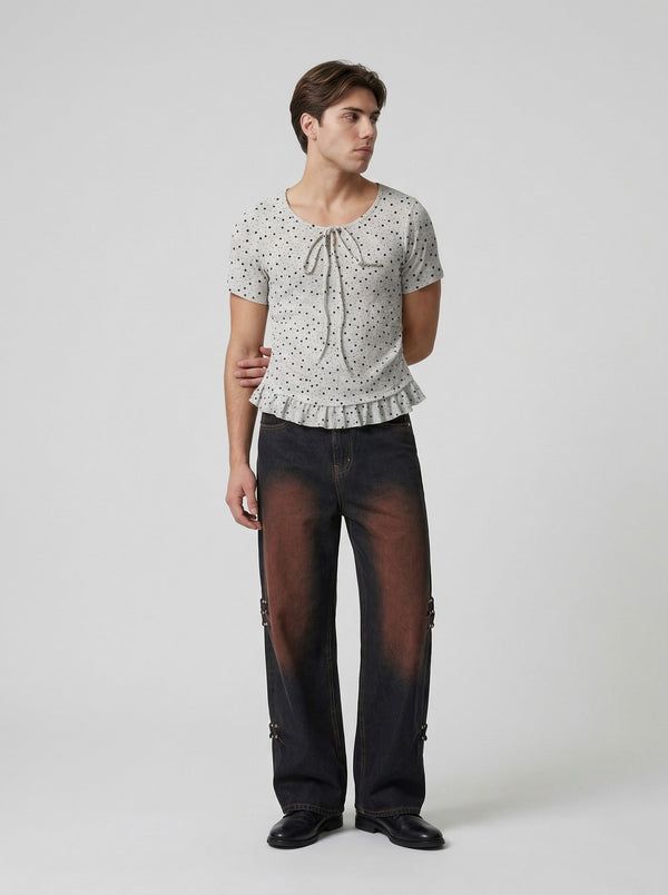 Peplum Ruffled Starry T-Shirt alternatif görünüm