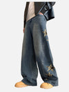 İspanyol Paça Yıldız Baskılı Jean Pantolon, stil görünüm — Navra Wear