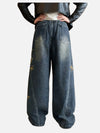 İspanyol Paça Yıldız Baskılı Jean Pantolon, arka görünüm — Navra Wear
