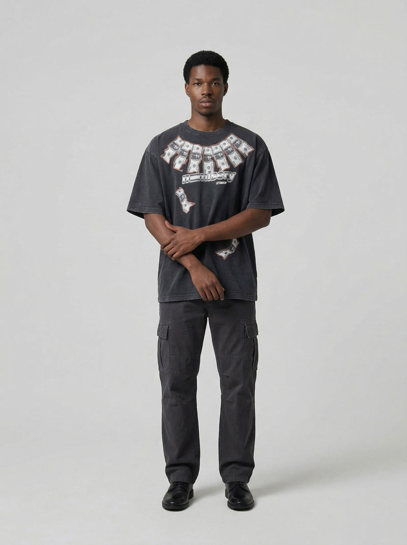 Acid-Rinsed Designed Relaxed-Cut T-Shirt