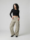 Wide Leg Strap Detail Street Pants