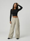 Wide Leg Strap Detail Street Pants