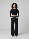 Bell-Leg Easy-Cut Denim Trousers