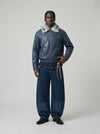 Ruffled Waist Bell-Leg Denim