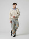 Faded Paint-Splatter Bell-Leg Denim