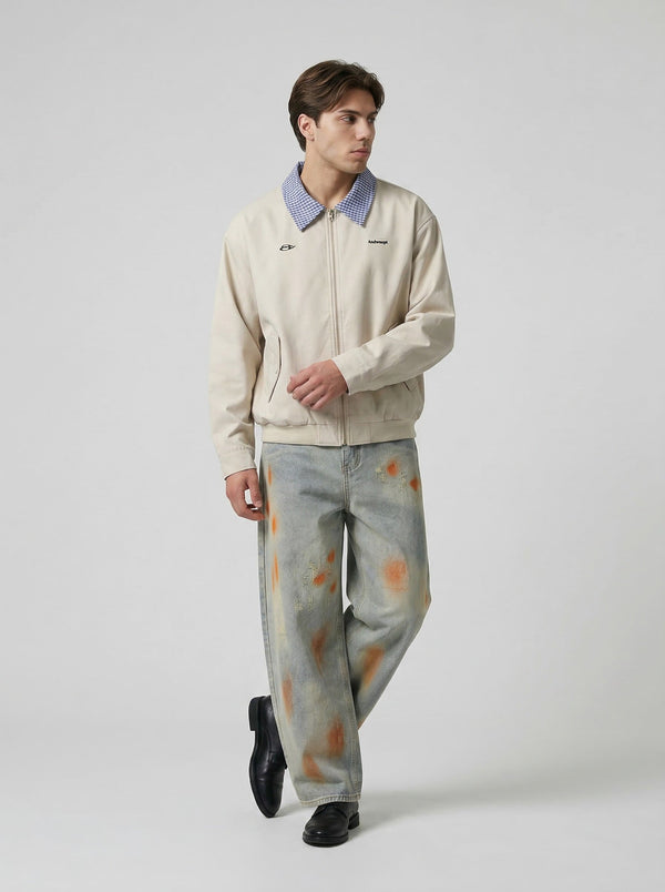 Faded Paint-Splatter Bell-Leg Denim alternatif görünüm