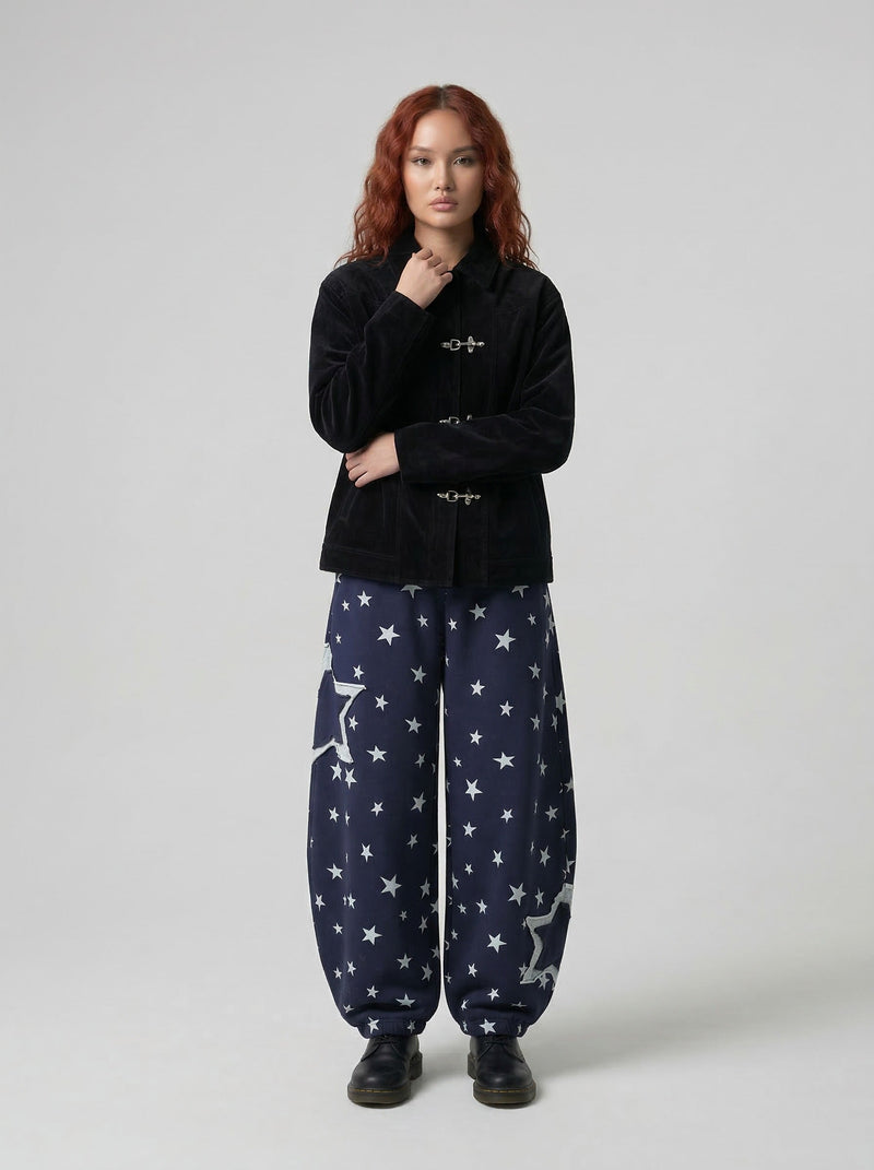 Wide Leg Yıldız Baskılı Jogger, arka görünüm — Navra Wear
