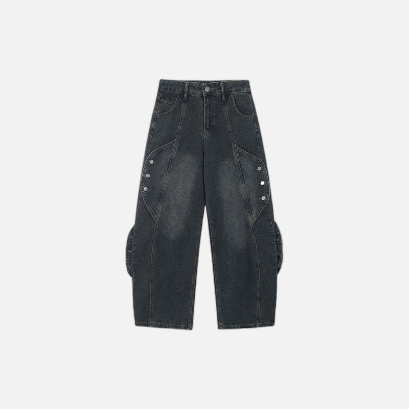 Western Style Decorative Button Denim Trousers