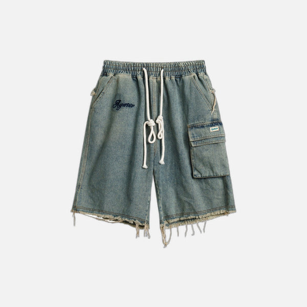 Easy Grain Straight Denim Shorts alternatif görünüm