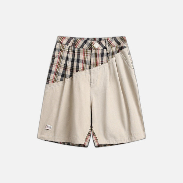 Offset Pleat Wide Shorts