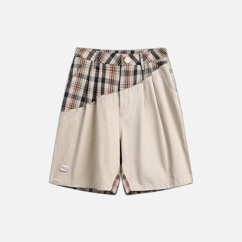 Offset Pleat Wide Shorts