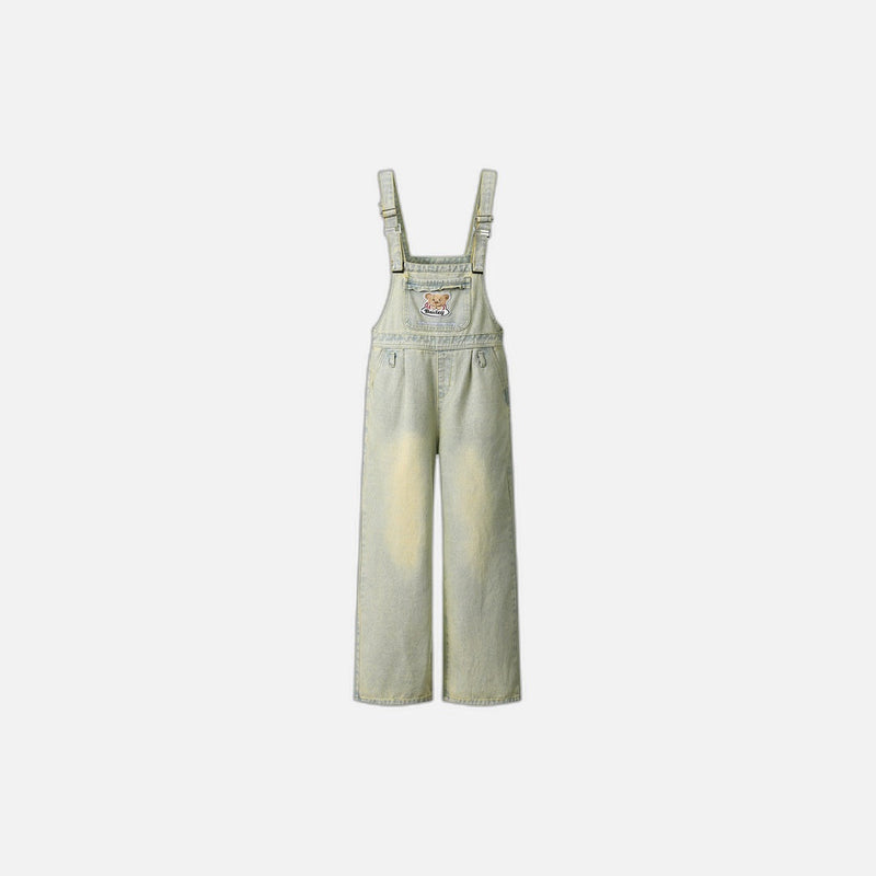Bear Stitch Denim Overalls